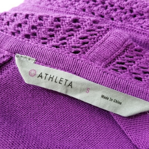 Athleta Sunscape purple zip up open knit hoodie sweater women's size S - Picture 7 of 9
